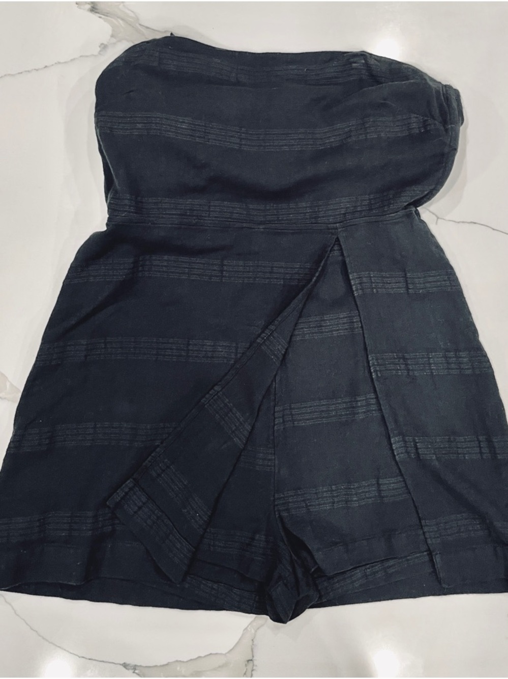 Strapless Black Textured Romper